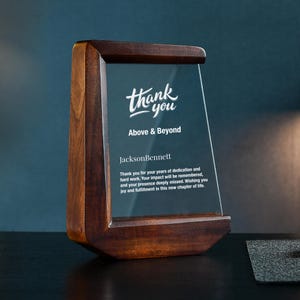Years of service award personalized wood keepsake employee service plaque engraved loyalty gift retirement desk trophy staff recognition