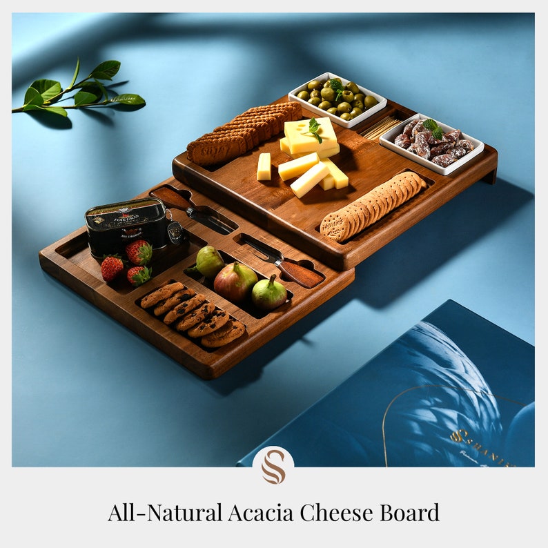 Wooden Serving Board for Foods Food Serving Platter Cheese image 2