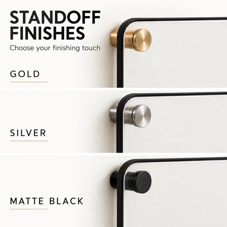 three different finishes of a black metal handle, each with a distinct color: gold, silver, and matte black.