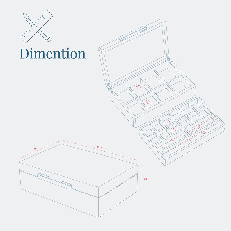 Wooden Jewelry Box Jewelry Organizer for Women Girls Men Etsy Canada