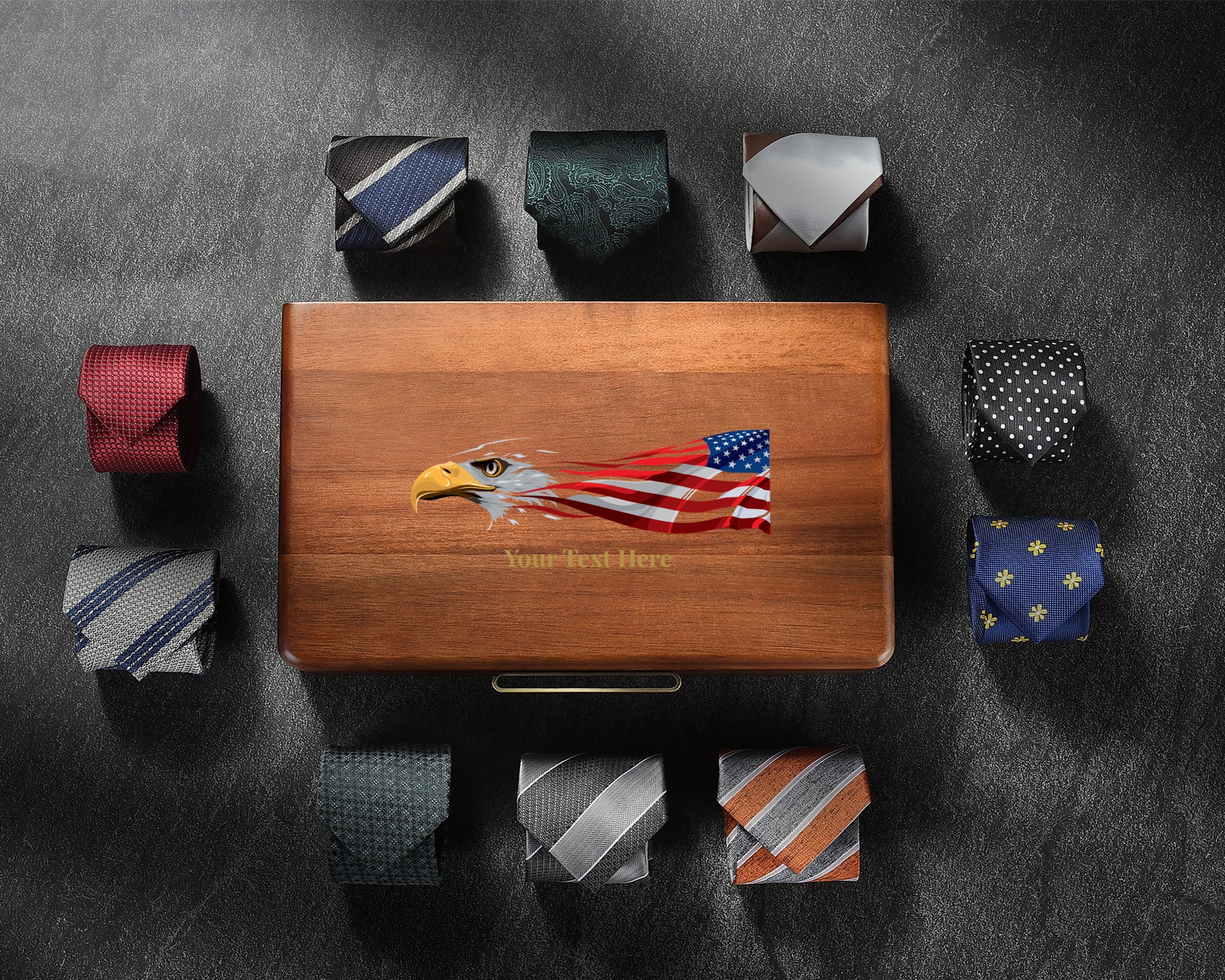 Luxury Tie Organizer, Decorative Storage Box for 8 Ties, Personalized Wood  Box With Lid, Custom Gift for Boss Male, Retirement or Promotion 