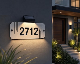 Custom address number sign personalized door number sign custom house number plague solar house number sign for home number solar sign
