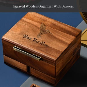 Wooden Jewelry Box Handmade  Acacia Wood Box with Ring Organizer  Pull out Drawers with Dividers and Jewelry Tray with Lined Compartments