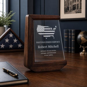 Years of service award personalized wood keepsake employee service plaque engraved loyalty gift retirement desk trophy staff recognition