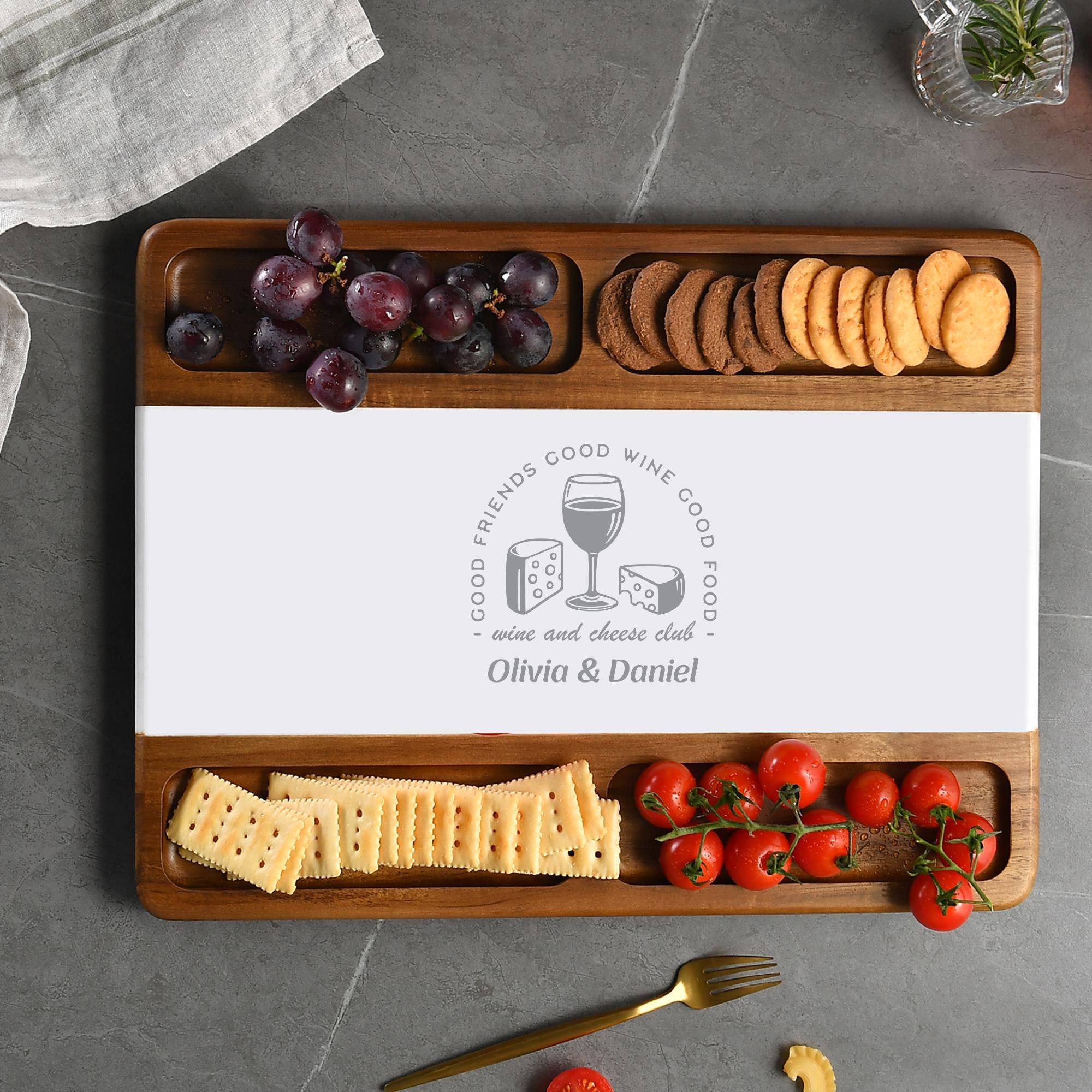Premium Dessert Pastry Serving Marble Board Elegant Gift for Bakers Pastry Chefs Wood Marble Dessert Board Dual Side Wooden Dessert Tray