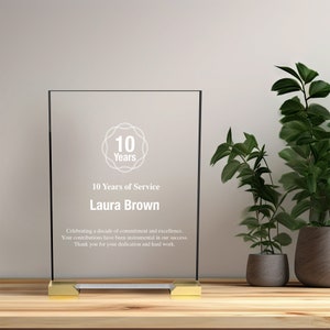 Engraved Acrylic Award Plaque: Perfect for 10-year Work Anniversary and ...