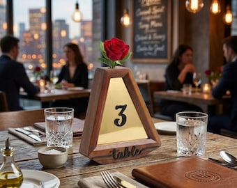 Personalized Wedding Table Number Decor Bride And Groom Reception Sign Wooden Centerpiece Floral Holder Elegant Seating Display