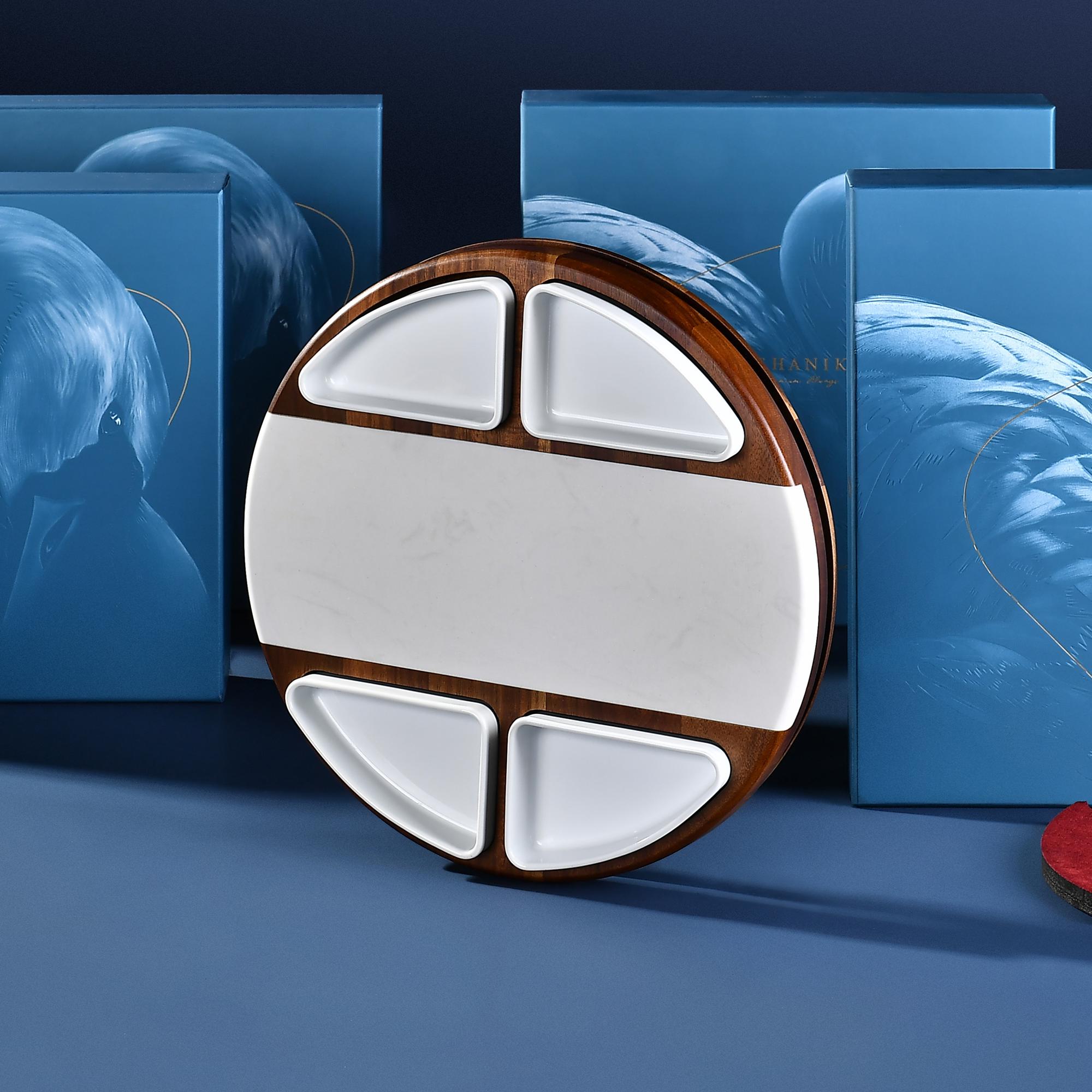 BOLLUMA Käsebrett Mit Deckel - 38x28cm Charcuterie Board Aus Holz Für Party Und Picknick