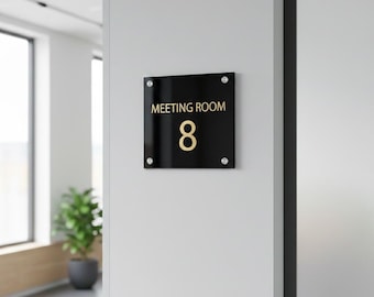 Corporate Office Number Sign 3D Acrylic Suite Room Name Display Shared Space Office Meeting Room Plaque Floating Sign