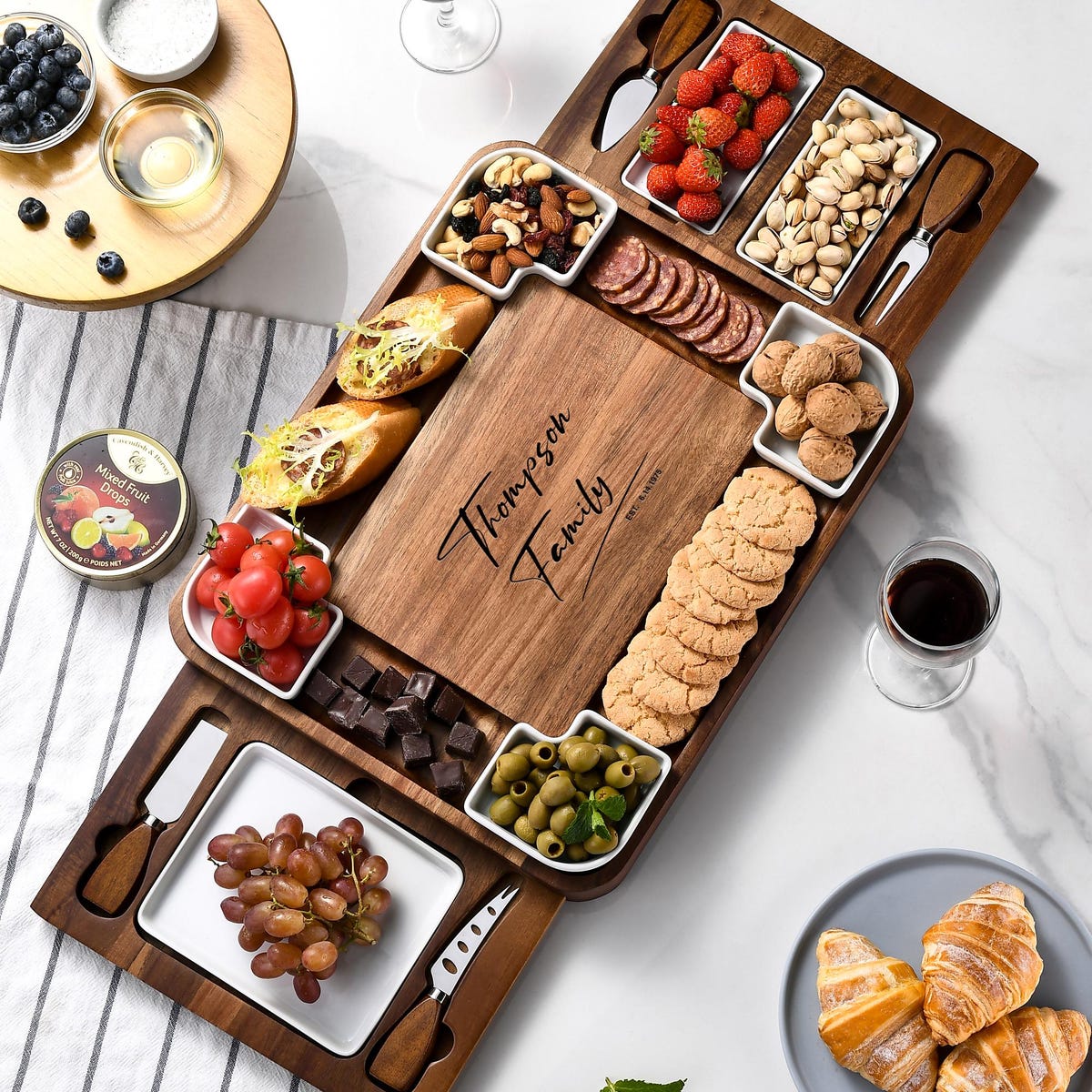 Monogrammed Charcuterie Board Personalized Gift for Couple Engraved Cheese Board Engagement Gift Bridal Shower Gift Family Name Cheeseboard - Etsy