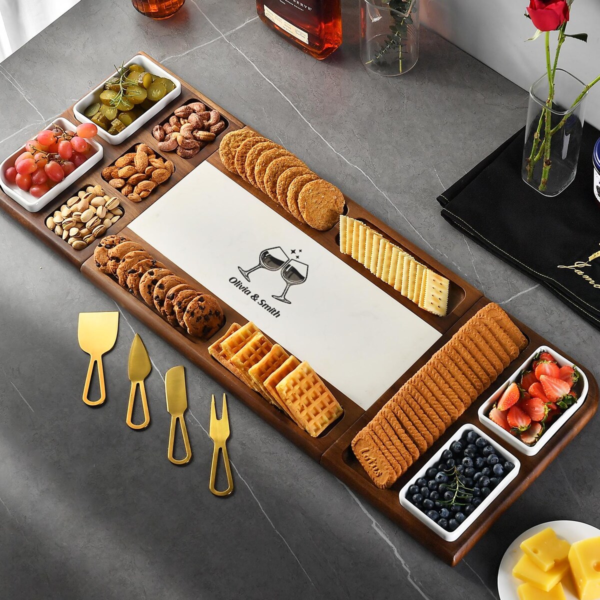 Personalized Charcuterie Board With Utensils Custom Engraved Gifts for Couples Who Have Everything Snacks Cheese and Antipasto Platter - Etsy