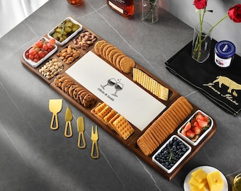 Personalized Charcuterie Board with Utensils  Custom Engraved Gifts for Couples who have everything  Snacks  Cheese and Antipasto Platter