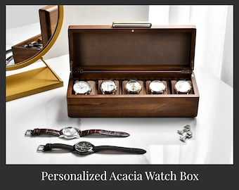 Custom Dad's Wooden Watch Box, High Quality Engraved Decorative Jewelry Collection Storage Organizer, Unique Personalized Father's Day Gift