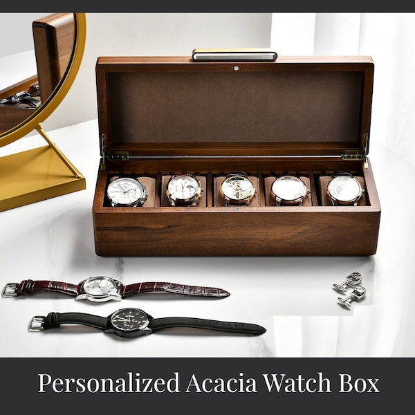 Custom Dad's Wooden Watch Box, High Quality Engraved Decorative Jewelry Collection Storage Organizer, Unique Personalized Father's Day Gift