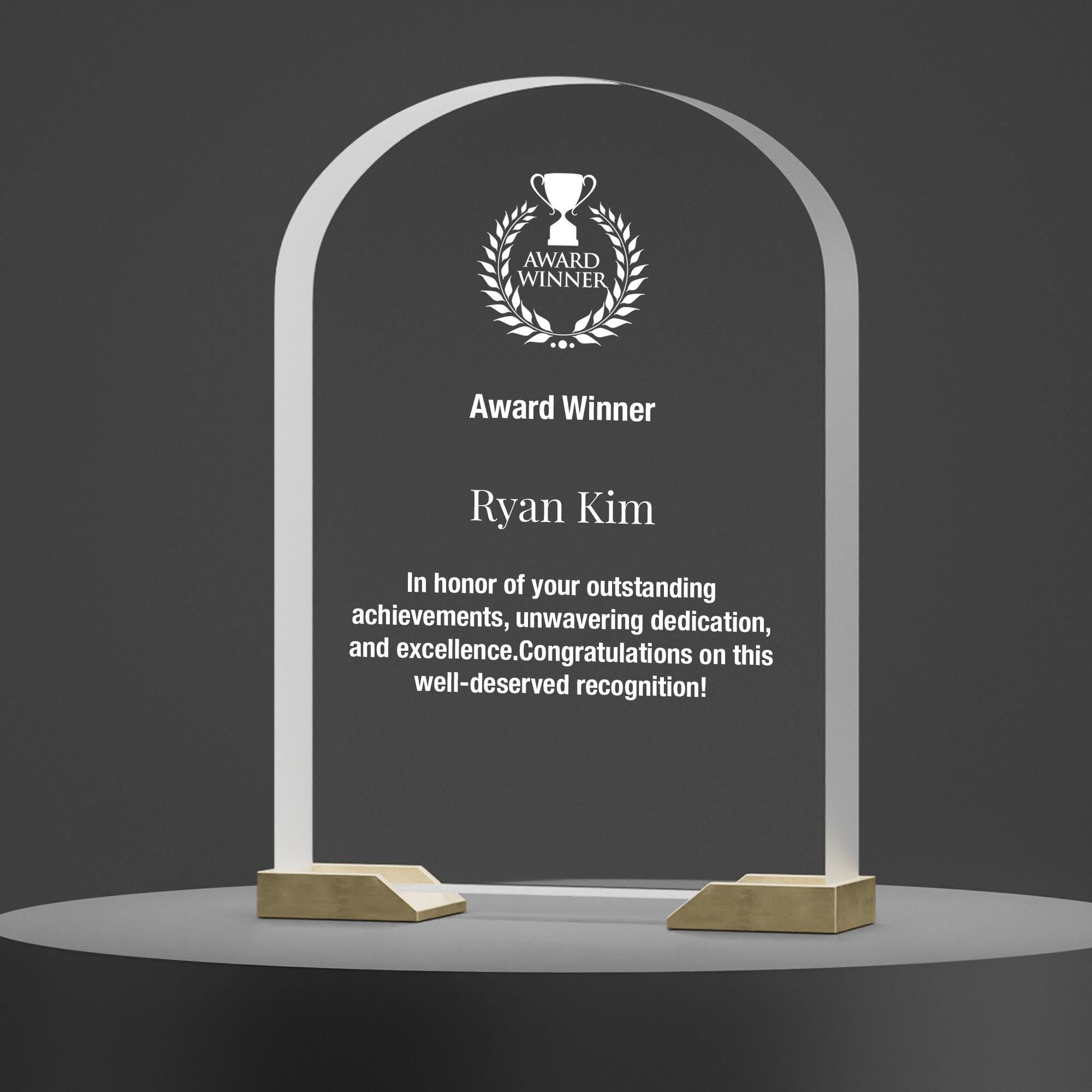 Engraved Acrylic Award Plaque: Perfect for 10-Year Work Anniversary and Employee Recognition  Personalized Office Achievement Acrylic Plaque