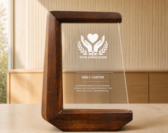 Best Mentor Gift with Laser Engraving Mentor Appreciation Clear Crystal Wooden Frame Award for Best Teacher Special Retirement Engraved Gift
