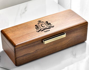 Caja de reloj para hombre, caja de almacenamiento de reloj personalizada con 5 ranuras, el mejor organizador de madera para cosas personales