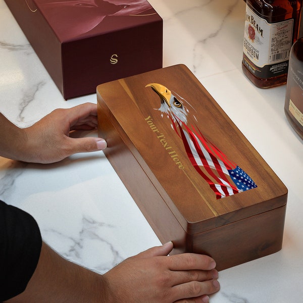 Customized Glencairn Whiskey Glasses Set in Custom Wooden Box - Personalized Flight Tray Included - Unique Bourbon Gift for Any Occasion