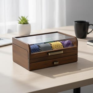 Quiet luxury mens valet tray tie box custom gift for pilot tie case for gentleman dresser decor masculine apartment decor gift for men