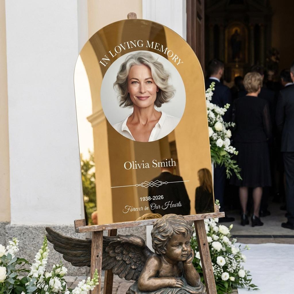 Personalized Memorial Entrance Sign for Funeral Rectangular Black and ...