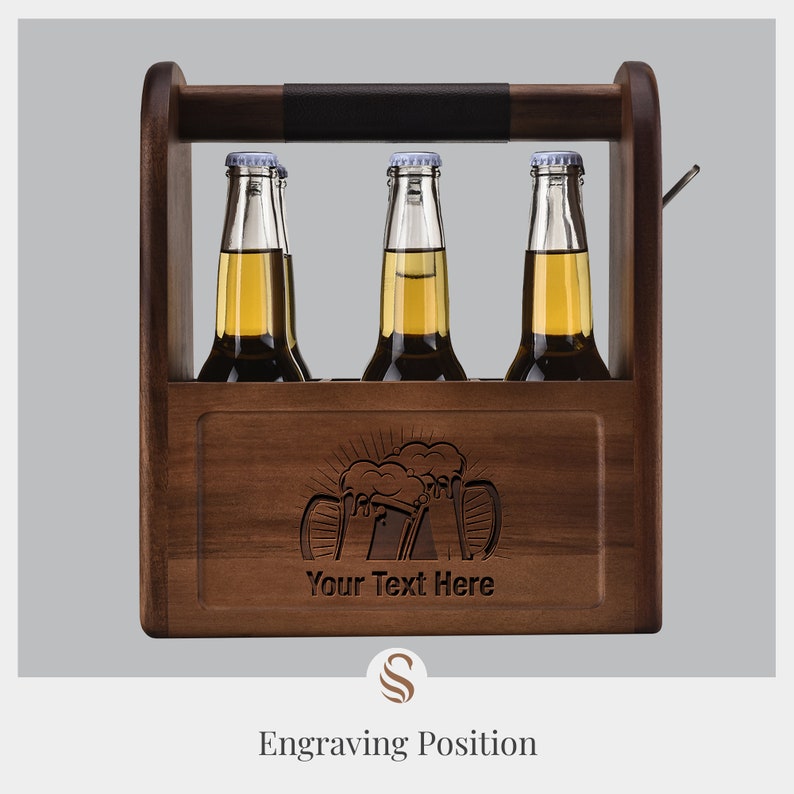 Wooden Beer Caddy With Bottle Opener 6 Pack Liquor/cocktail Etsy