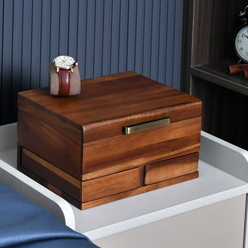 Personalized Watch Box With Lock & Key Engraved Wooden Watch - Etsy