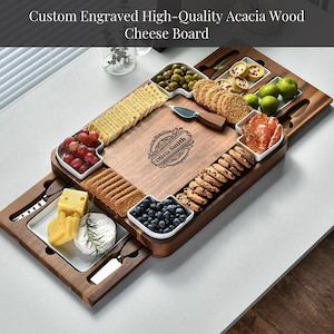 Personalized Charcuterie Board Bread Cheese Cracker Nut Veggie Fruit Dish Serving Tray Accesories Custom Engraved BrunchGift Mom Wife Couple