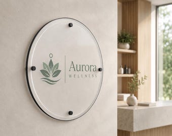 Spa business sign double acrylic wall decor doctor office sign uv print glass business sign for law office welcome sign business name plate