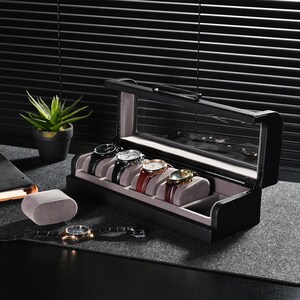 Gepersonaliseerde Watch Box voor mannen, 8 Divider Slots Gegraveerde houten sieraden Display Organizer met grappige citaten