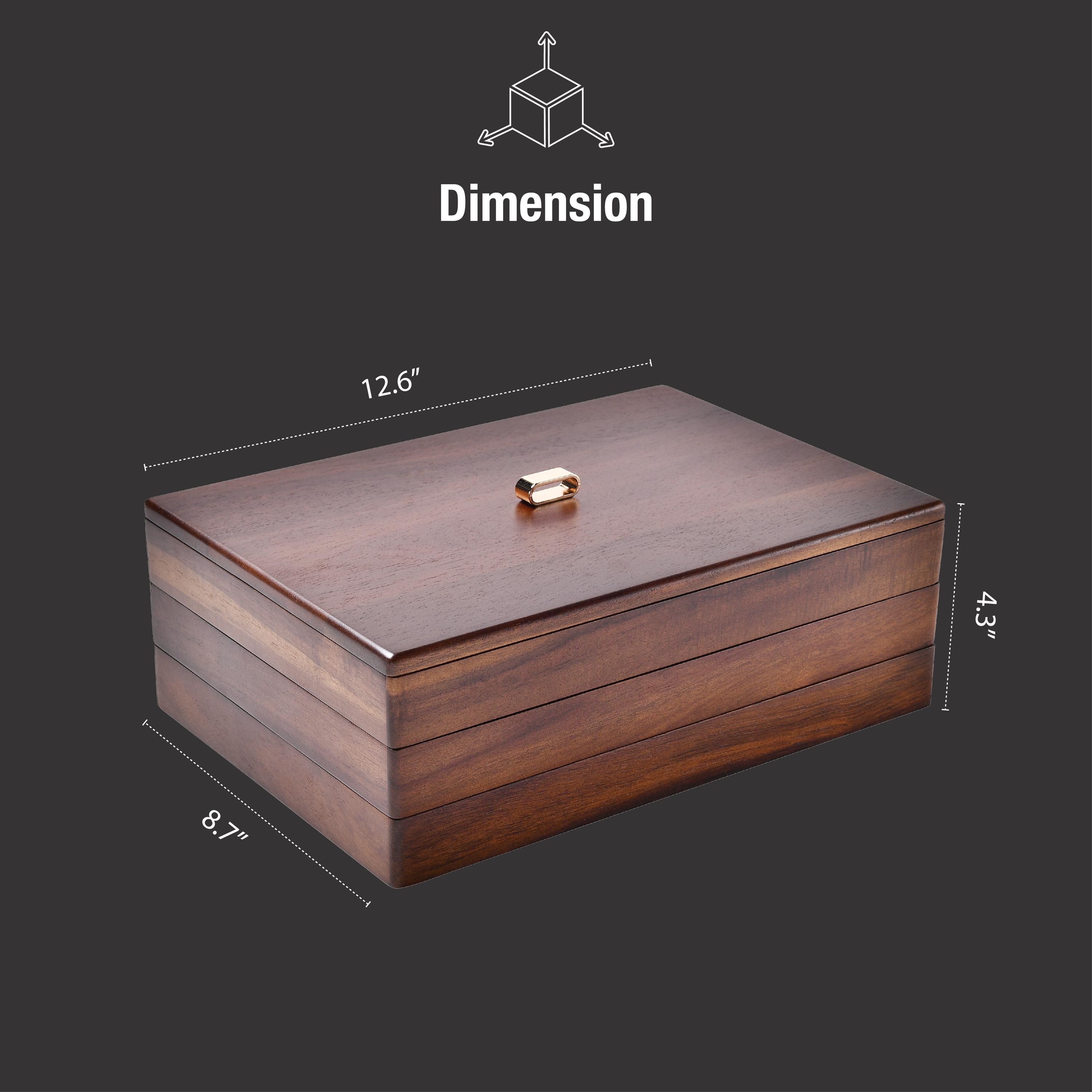 Stackable Jewelry Tray Organizer, Large Wooden Jewelry Box with Compartments & Lid, Custom Engraved Birth Flower Personalized Gift for Women