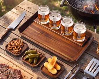 Beer tasting paddle and glasses beer flight board gift for beer lover custom beer flights set bartender gifts for 5th year anniversary