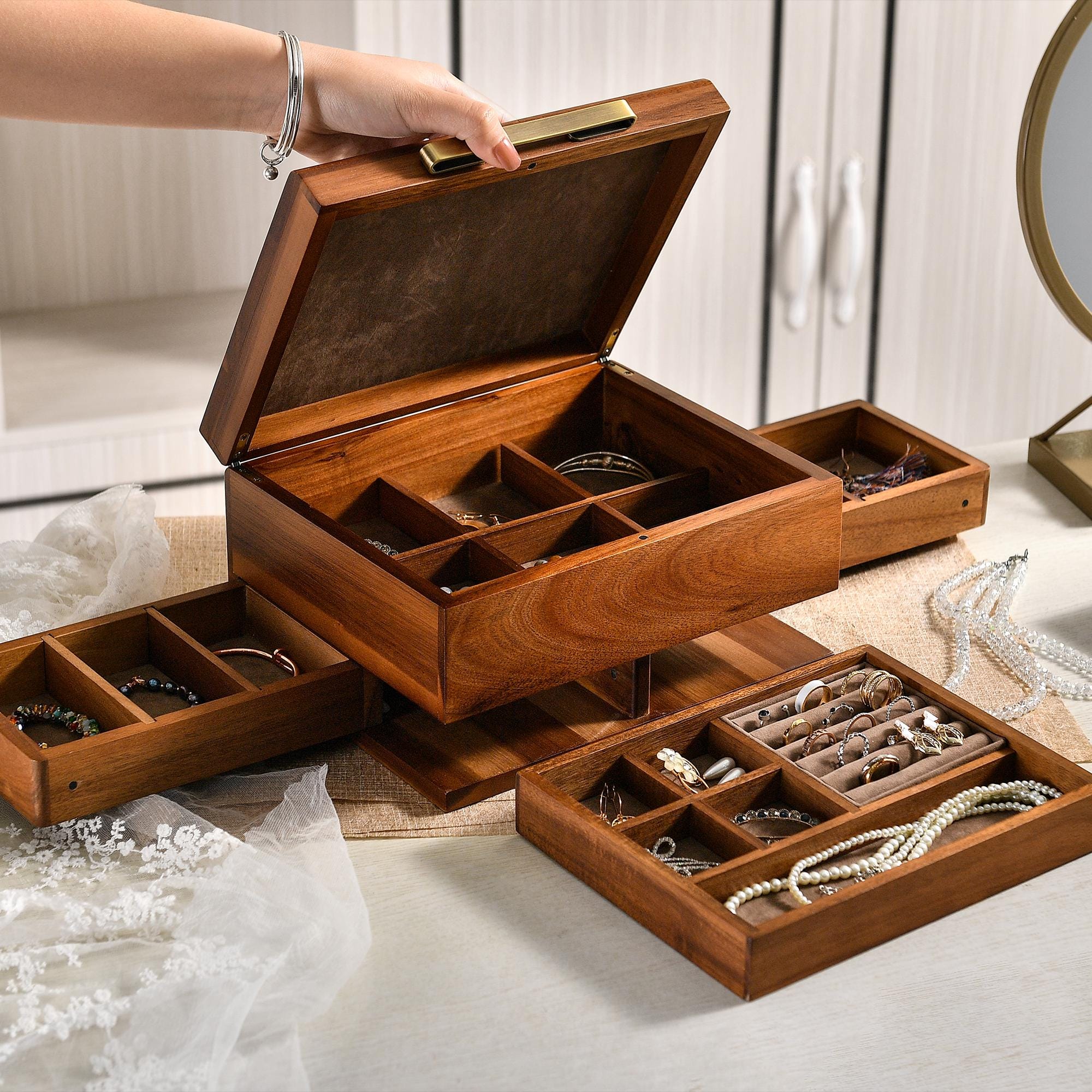 Shanik木製ジュエリーボックス 蓋つき Shanik木製ジュエリーボックス 蓋つき Amazon|Shanik木製