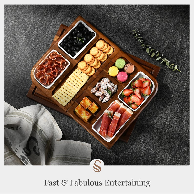 Personalized Charcuterie Board with Utensils, Custom Engraved Gifts for Couples who have everything, Snacks, Cheese and Antipasto Platter image 3