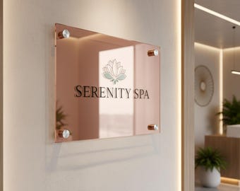 Salon Suite Akrylowy szyld ścienny Spa Suite Znak ścienny Studio urody Logo Pływający akrylowy szyld salonu Luksusowy branding z dystansami