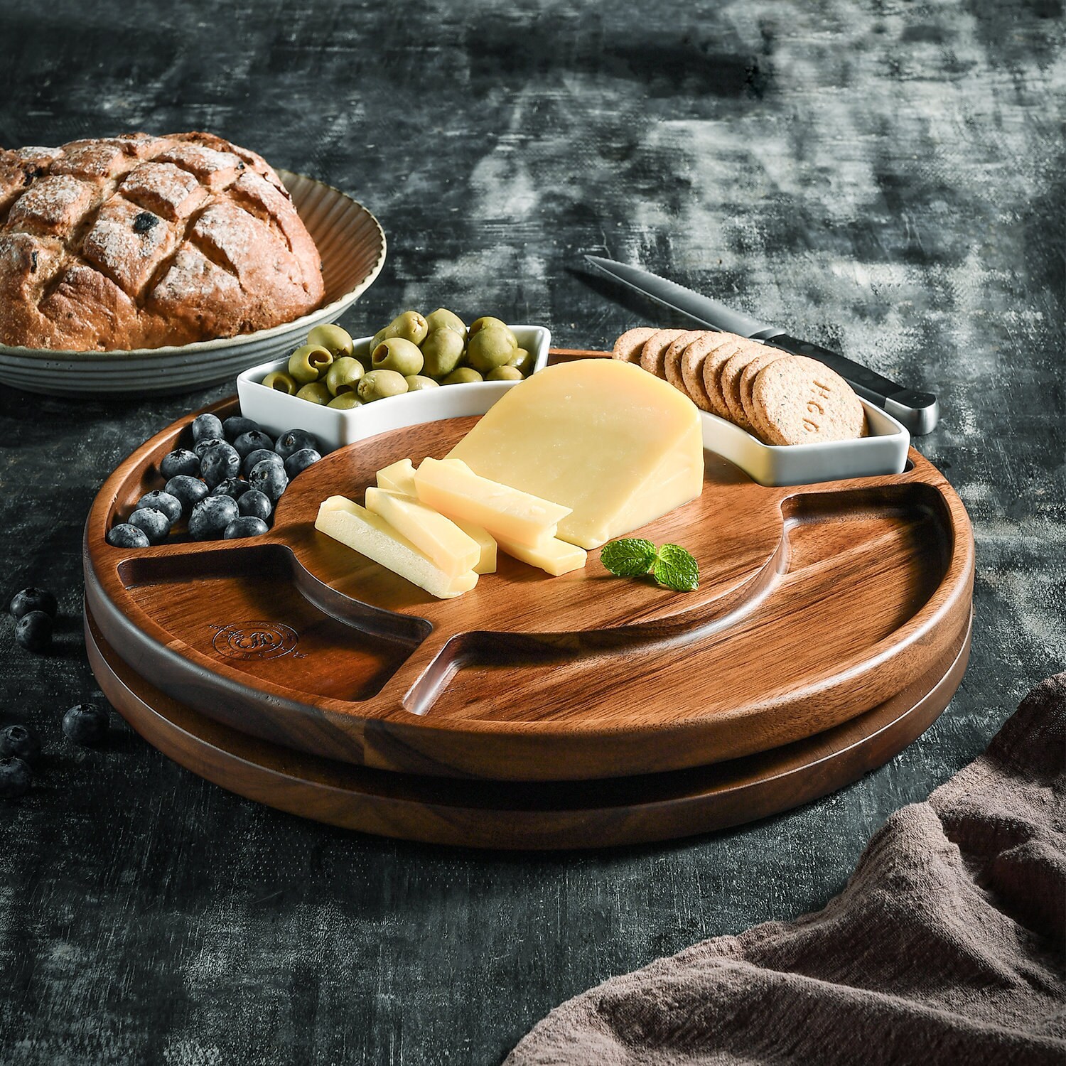 Premium Round Lazy Susan Cheeseboard with 360 Degree Rotating Etsy