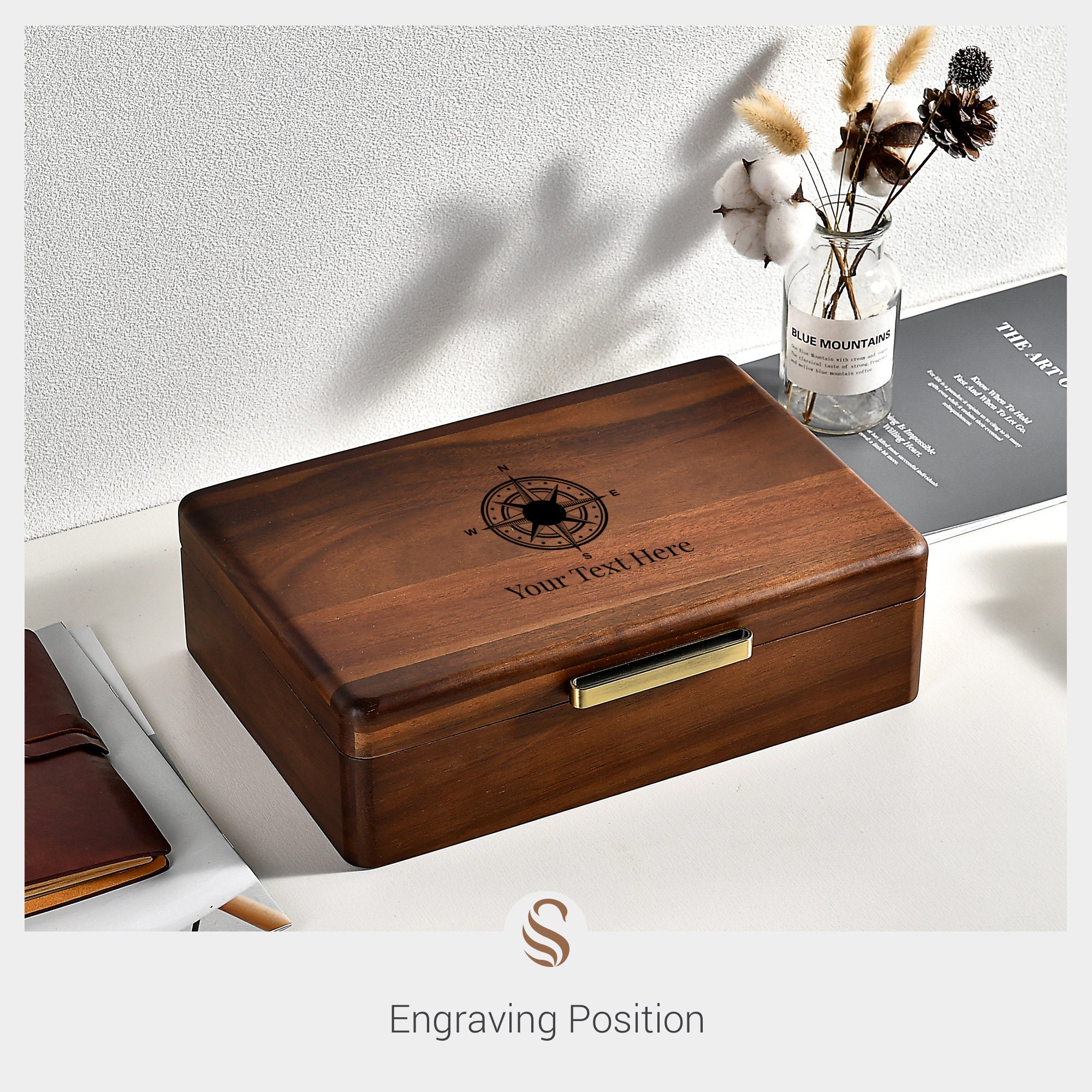 Wooden tie box, Tie Organizer, Decorative Storage Box Wood Box