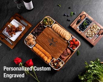 Engraved Charcuterie Board Personalized Gift for Couple Monogrammed Cheese Board Engagement Gift, Bridal Shower Gift Family Name Cheeseboard