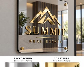 Real estate sign custom name acrylic 3d realtor marketing wall decor company logo real estate signage 3d letters real estate office wall art