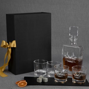 Custom Whiskey Decanter Set Personalized With Box & 4 Engraved Whiskey ...