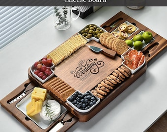Monogrammed Charcuterie Board Personalized Gift for Couple Engraved Cheese Board Engagement Gift  Bridal Shower Gift Family Name Cheeseboard