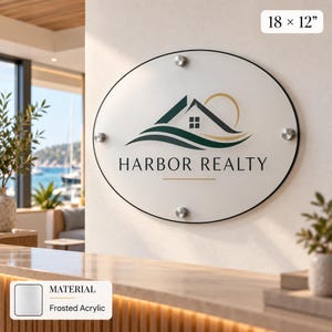 a sign for a real estate company called "Harbor Realty" mounted on a wall.