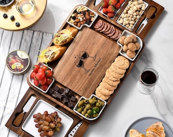 Custom Engraved Cheeseboard Set For Newlywed Unique Serving Tray for Food Meat and Cheese Platter Personalized Wedding Gift For Couples
