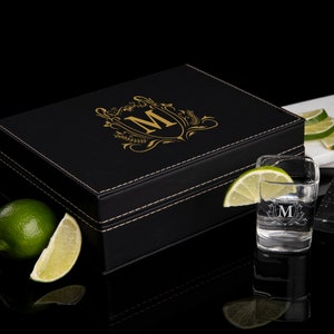 Custom Engraved Shot Glasses Gift for Party  Wedding or Birthday  Personalized Whiskey  Tequila or Vodka Glasses - Monogrammed Gift for Men