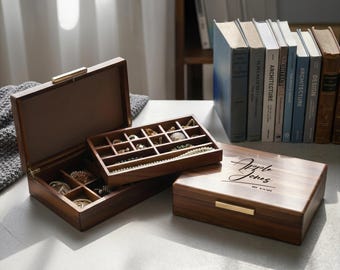 Best gifts for moms jewelry box custom 2 tier jewelry organizer for ring bracelet earing box gift for auntie birthday gift for mom from son