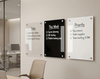 Pizarra acrílica para planificador, organizador de pared de borrado en seco, herramienta de productividad flotante para montaje en pared, tablero de seguimiento de proyectos y presentaciones.