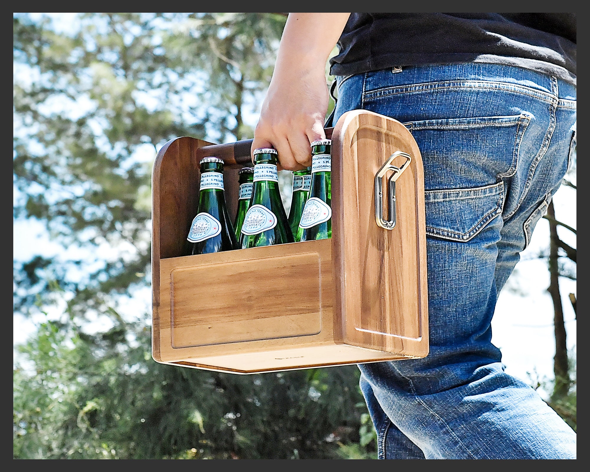 and Daily Use Camping Party DII Rustic Wooden Beer and Soda Carrier 6 Pack Carrier For Home Brewing Man Cave 