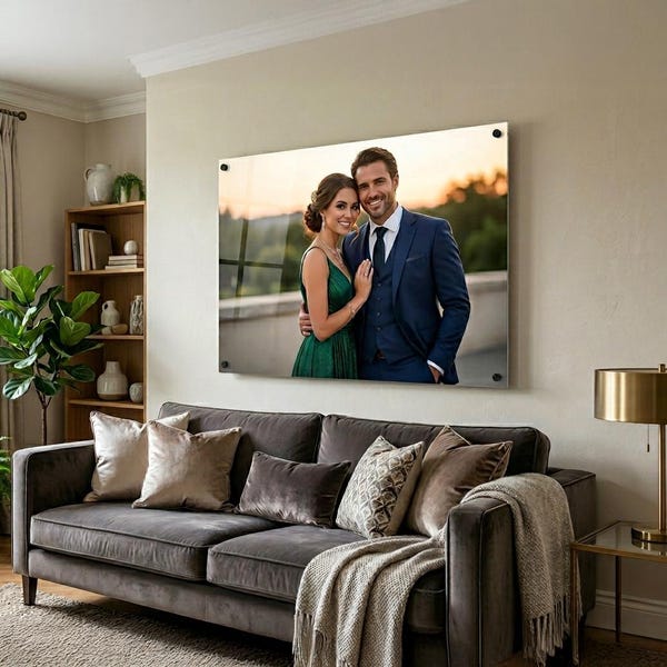 Couple wall art print acrylic wall hanging personalized picture on acrylic glass couple photo wedding entrance decor photo prints wall decor
