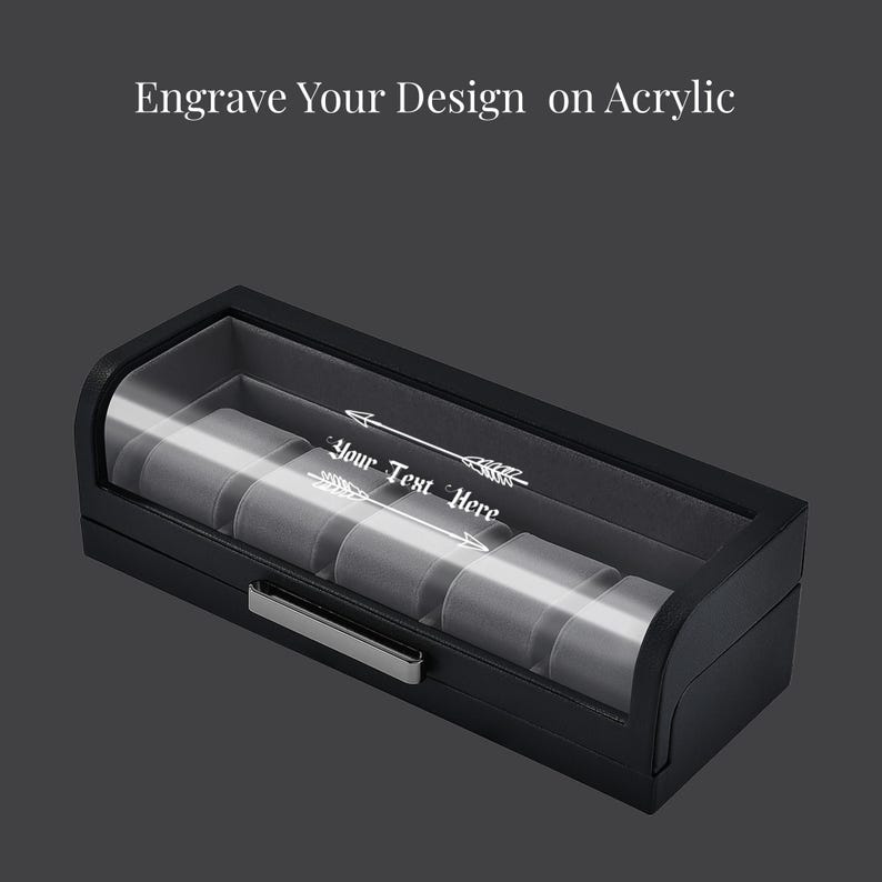 Personalized Box for 5 Watches Custom Engraved Watch Display Case Leather Watch Box for Men Customized Black Valentine or Wedding Gifts image 4