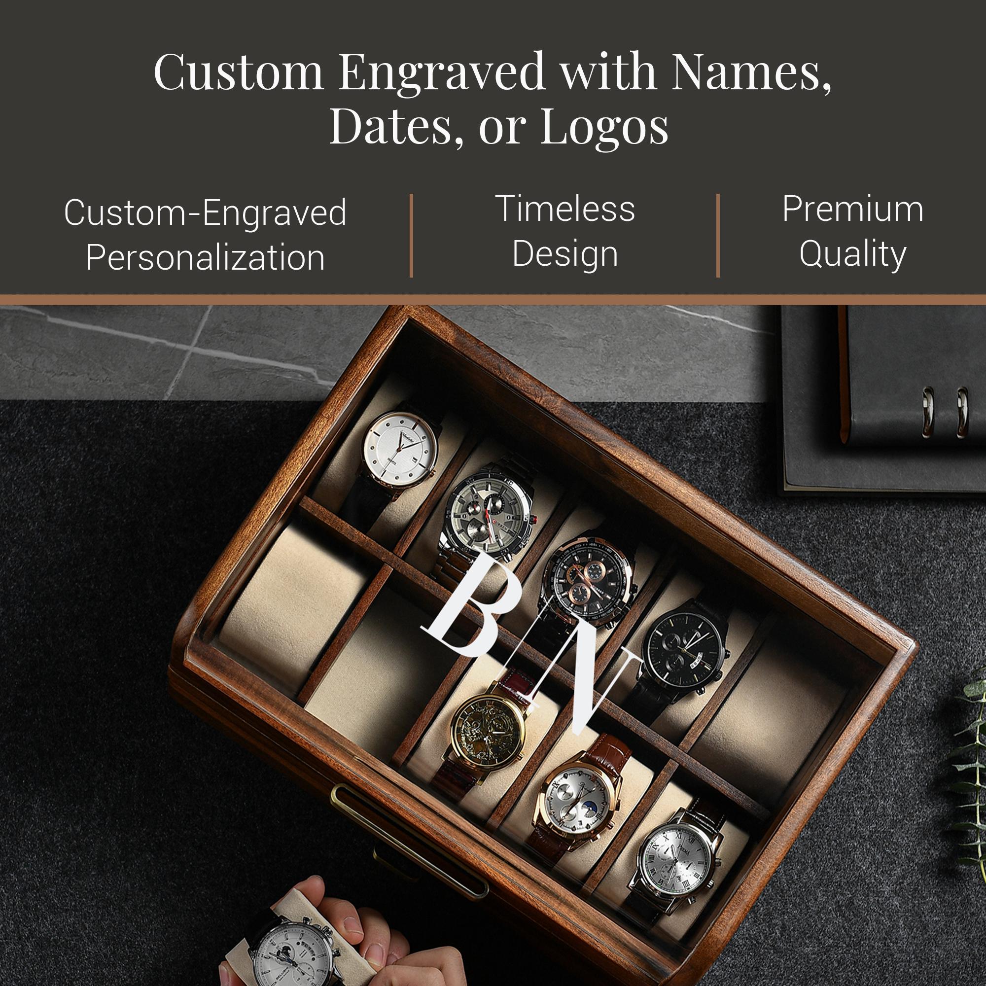 Premium Engraved Collector's Watch Display Case Christmas Gift for