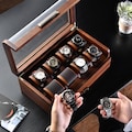 Personalized Men&#39;s Watch Box with Drawer, Large Watch Case, Luxury Wooden Watch Stand for Men Set of 8 in Custom Engraved Watch Shadow Box